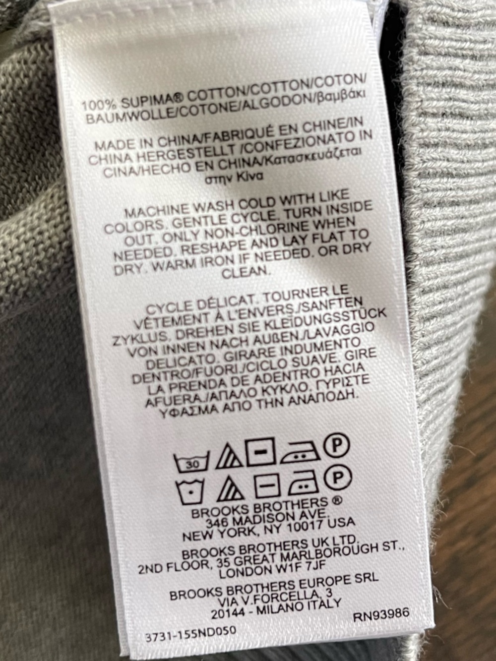 BROOKS BROTHERS Grey Solid Pima Cotton Button Down Crewneck Cardigan Preppy XXL - Picture 5 of 7